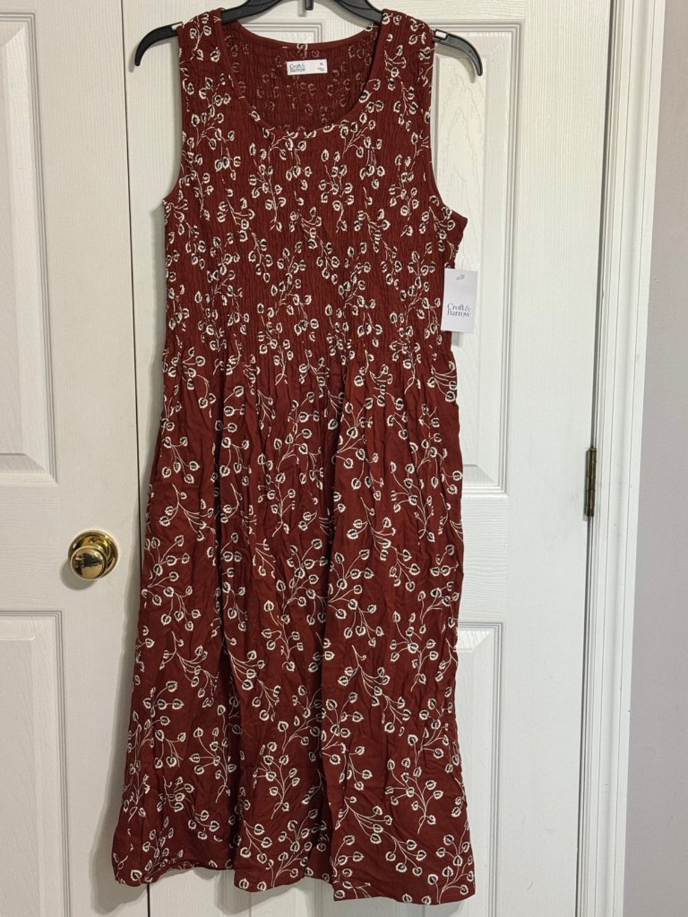 Croft & Barrow Rust Floral Smocked Top